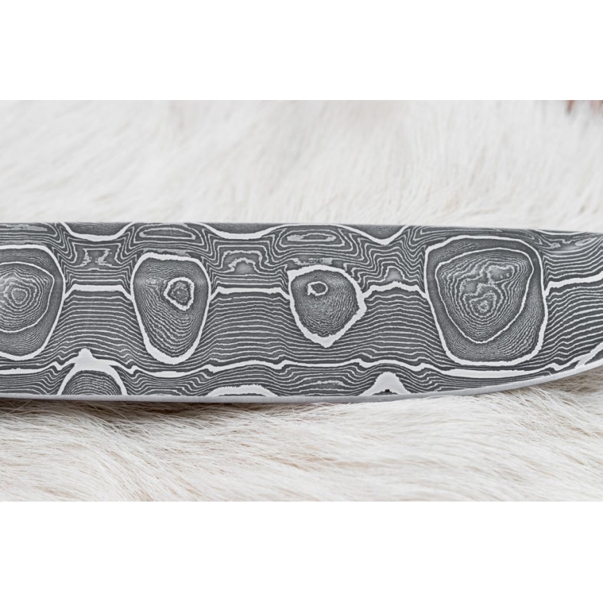 Coltello da caccia in damasco 13,8 cm Betulla/osso di cammello