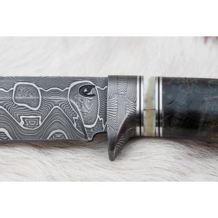 Coltello da caccia in damasco 13,8 cm Betulla/osso di cammello