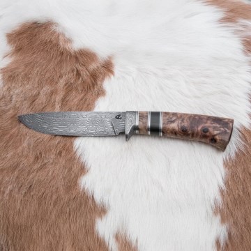 Coltello da caccia in damasco 13 cm pioppo/ebano