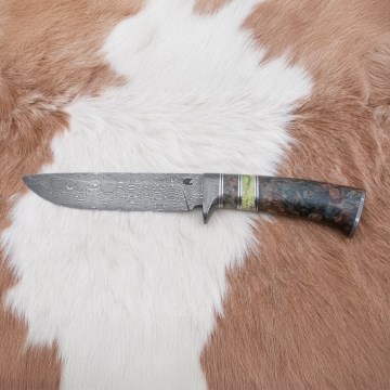 Coltello da caccia in damasco 14,5 cm ontano/serpentinite