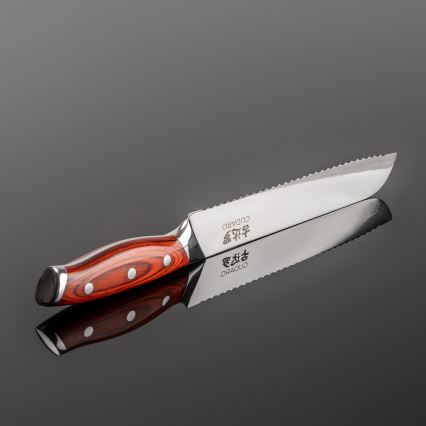 Gudaro - Coltello da pane damascato KENSHO 8, 67 strati di acciaio, lunghezza 20 cm