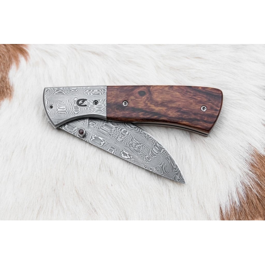 Coltello pieghevole Damasco 8 cm ironwood