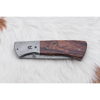 Coltello pieghevole Damasco 8 cm ironwood