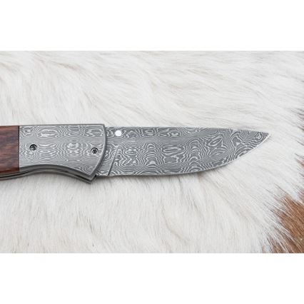 Coltello pieghevole Damasco 8 cm ironwood
