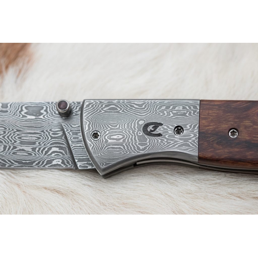 Coltello pieghevole Damasco 8 cm ironwood