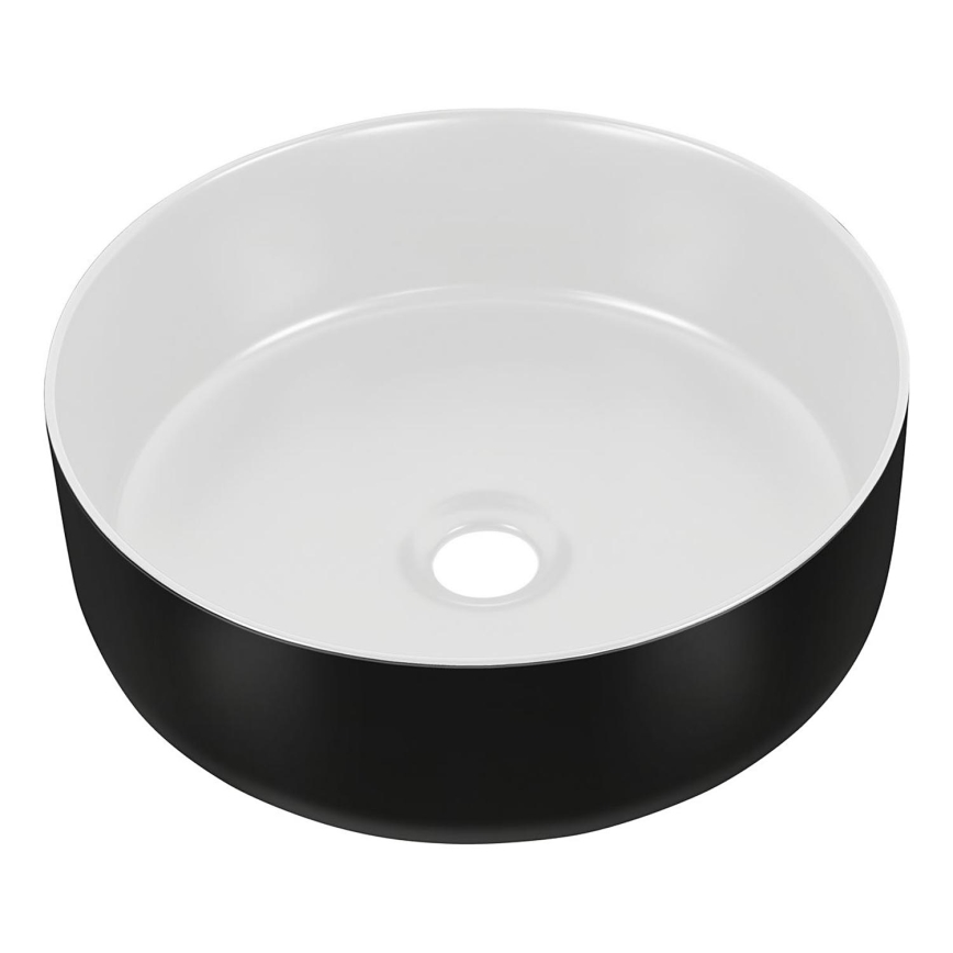 COMAD UM-6259 SIMPLE 8. - Lavabo da appoggio SIMPLE diam. 36 cm ceramica/bianco opaco/nero opaco
