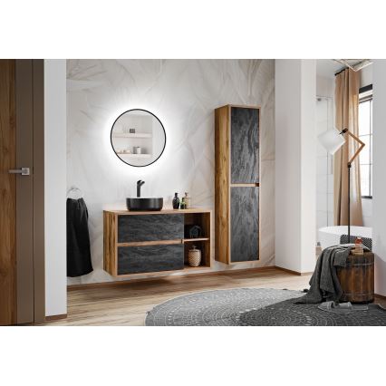COMAD UM-6259 SIMPLE 8. - Lavandino da appoggio SIMPLE diametro 36 cm ceramiche/bianco opaco/opaco nero