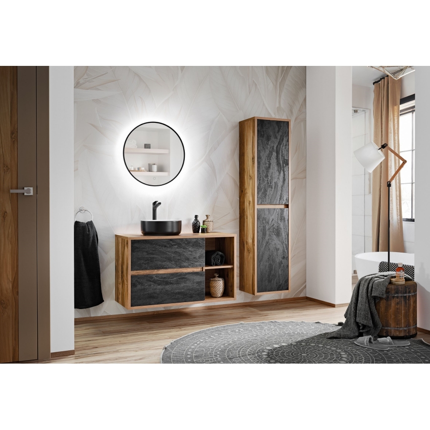 COMAD UM-6259 SIMPLE 8. - Lavandino da appoggio SIMPLE diametro 36 cm ceramiche/bianco opaco/opaco nero