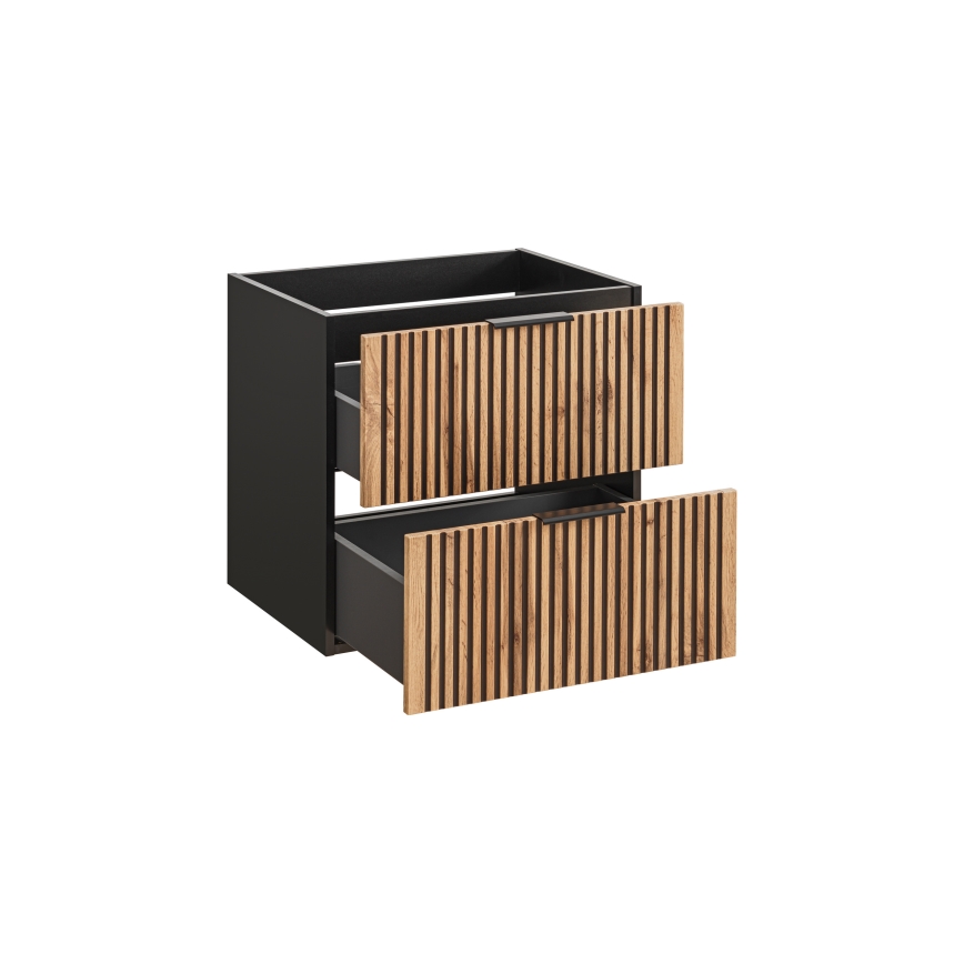 COMAD XILO BLACK WOTAN 82-60-D-2S - Mobile sottolavabo da bagno XILO 57x60,2 cm nero/rovere Wotan