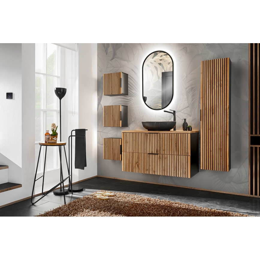 COMAD XILO BLACK WOTAN 82-80-D-2S - Mobile sottolavabo XILO 57x80,2 cm nero/rovere Wotan