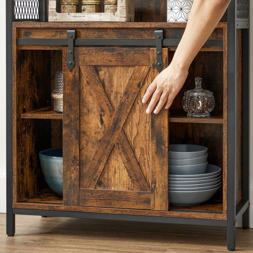 Commode avec porte coulissante FIRA marron/noir