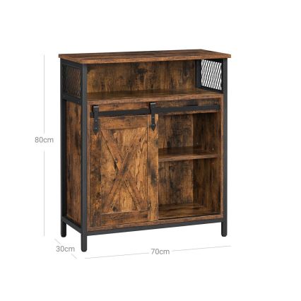 Commode avec porte coulissante FIRA marron/noir