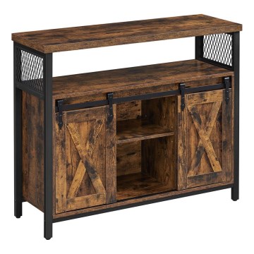 Commode FIRA à portes coulissantes brune/noire