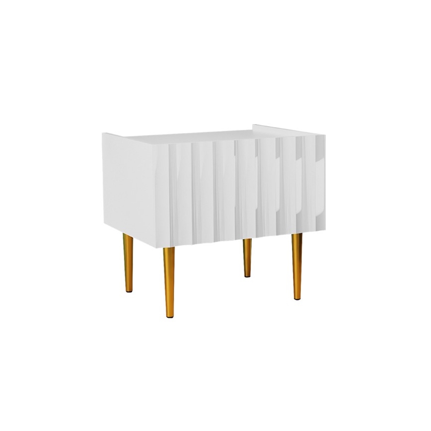 Comodino ARCOS 46x50 cm bianco/oro