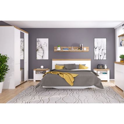 Comodino DAMINO 50,5x60 cm bianco/rovere wotan