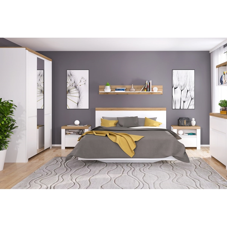 Comodino DAMINO 50,5x60 cm bianco/rovere wotan