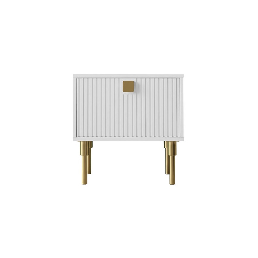 Comodino DORSET 50x50 cm bianco/oro