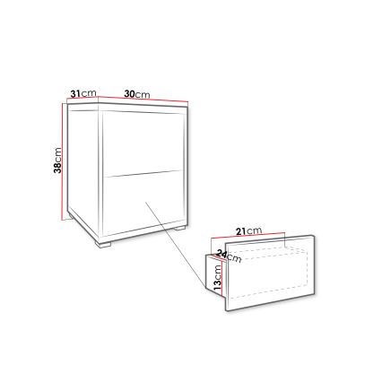 Comodino GESITA 38x30 cm cachemire
