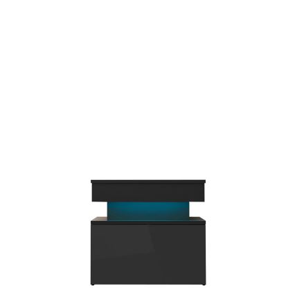 Comodino GLOSSA con illuminazione LED 51x55 cm nero/nero lucido