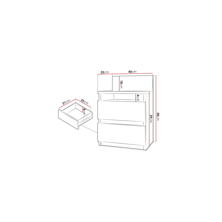 Comodino MALWA 59x40 cm bianco