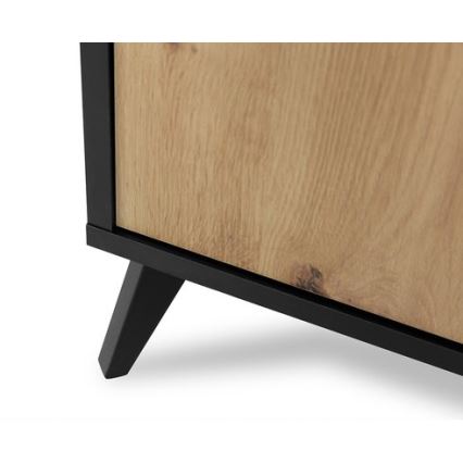 Comodino OVESSI 52x47 cm nero/quercia artisan