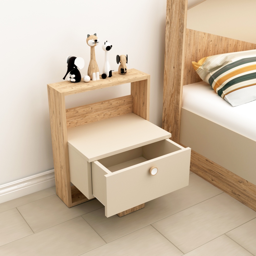 Comodino SNEKER 60x48,6 cm beige/pino atlantic