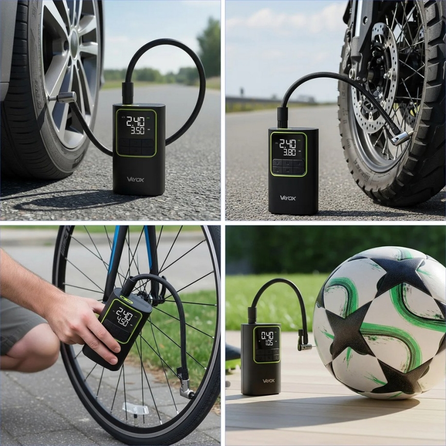 Compressore d'aria digitale tascabile 5V 4000 mAh, nero