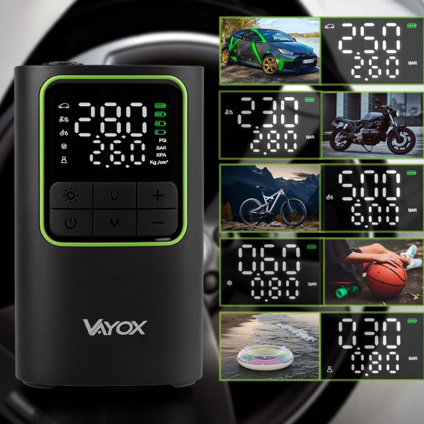 Compressore d'aria digitale tascabile 5V 4000 mAh, nero