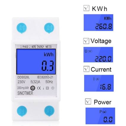 Compteur d'électricité numérique monophasé pour rail DIN DDS528L