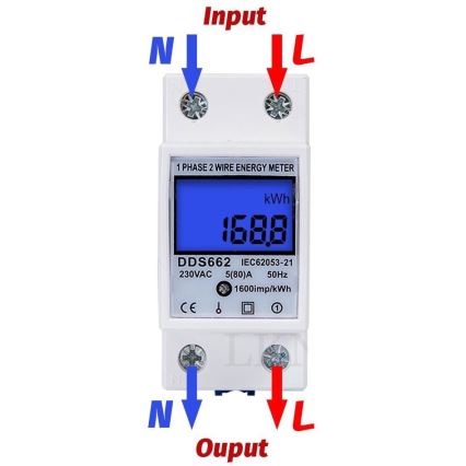 Compteur d'électricité numérique monophasé pour rail DIN DDS528L