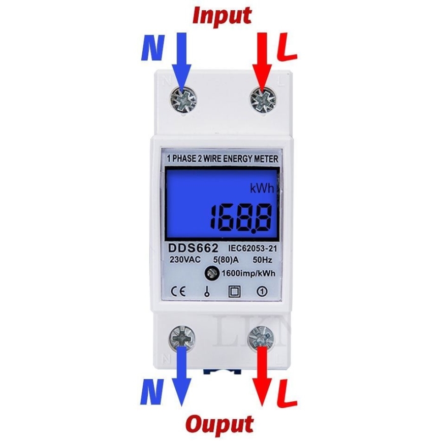 Compteur d'électricité numérique monophasé pour rail DIN DDS528L