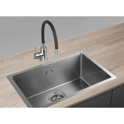 Concept BDC7138 - Mitigeur d'évier à bec flexible, chrome brillant/noir