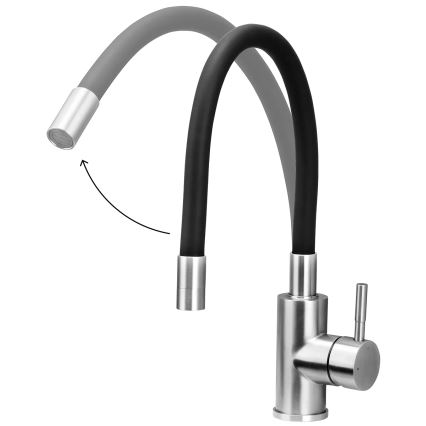 Concept BDC7138 - Mitigeur d'évier à bec flexible, chrome brillant/noir