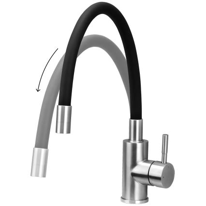 Concept BDC7138 - Mitigeur d'évier à bec flexible, chrome brillant/noir