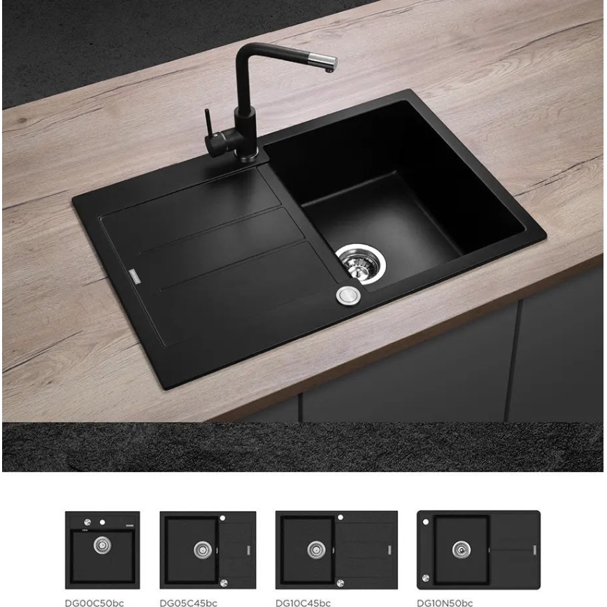 Concept BDG4327BC - Miscelatore per lavello 27,3 cm granito/nero