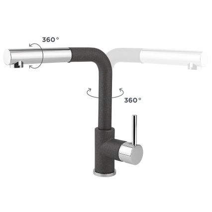 Concept BDG4527DG - Spültischarmatur mit ausziehbarer Brause, 26,9 cm, Granit/Dunkelgrau