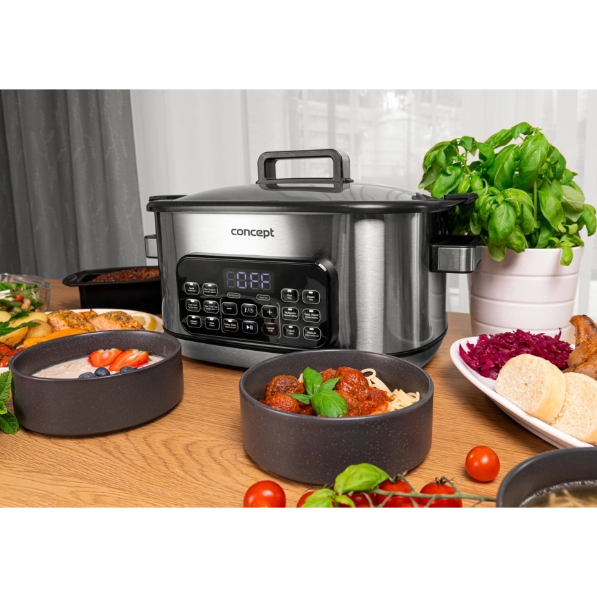Concept CK9000 - Multicuiseur électrique multifonction 6 L 10 en 1 1250 W/230 V inox