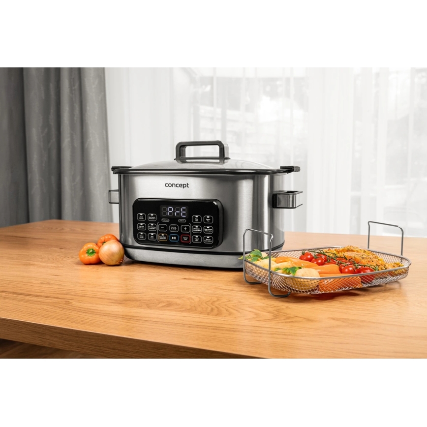 Concept CK9000 - Pentola elettrica multifunzione 6 l 10 in 1 1250W/230V in acciaio inossidabile