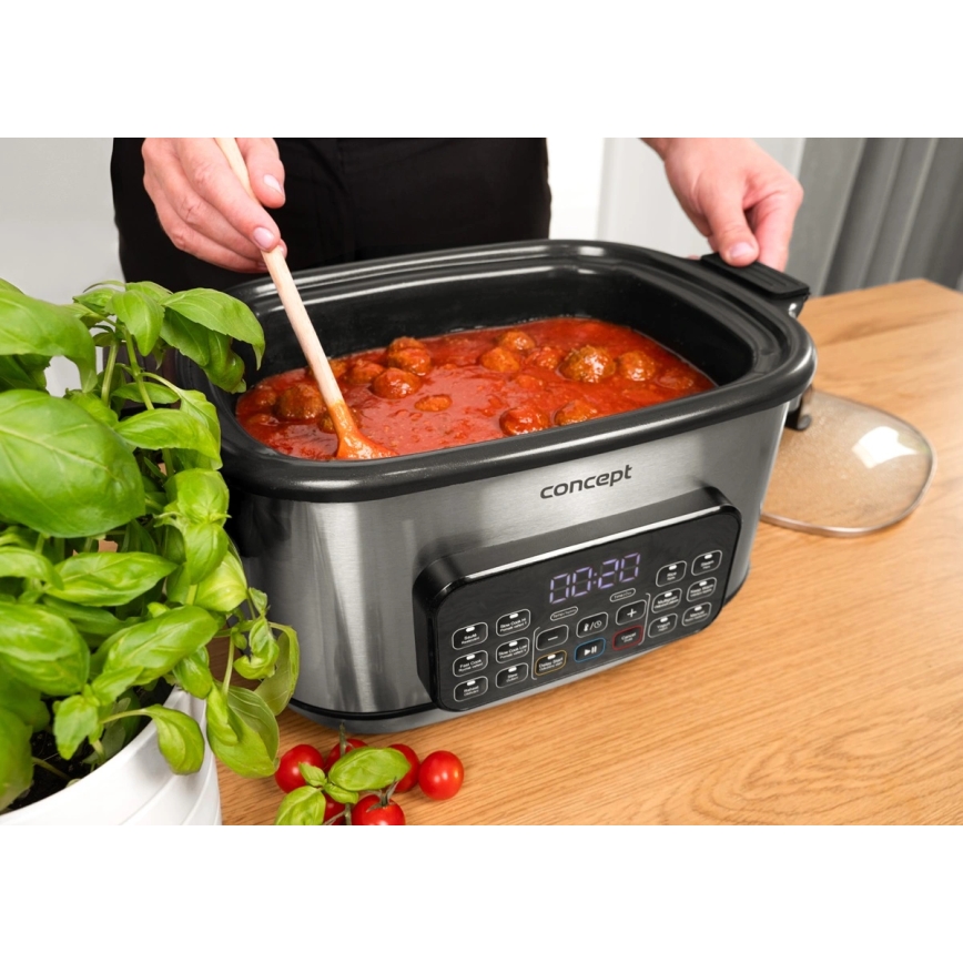 Concept CK9000 - Pentola elettrica multifunzione 6 l 10 in 1 1250W/230V in acciaio inossidabile