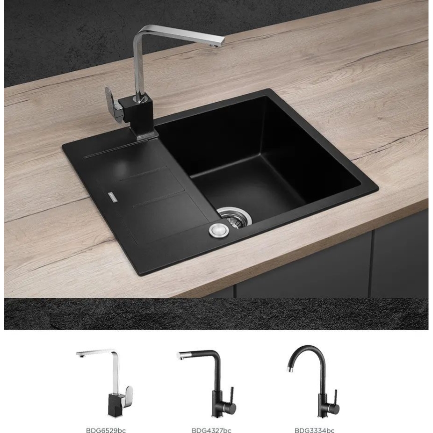 Concept DG05C45BC - Lavello da cucina CUBIS 50x62 cm granito/nero