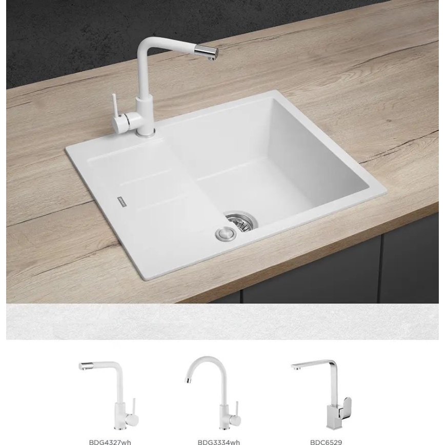 Concept DG05C45WH - Évier de cuisine CUBIS 50 x 62 cm, granite/blanc