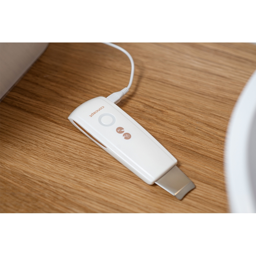 Concept PO2030 - Spatule cosmétique à ultrasons PERFECT SKIN 2,5W/5V USB 600 mAh blanc