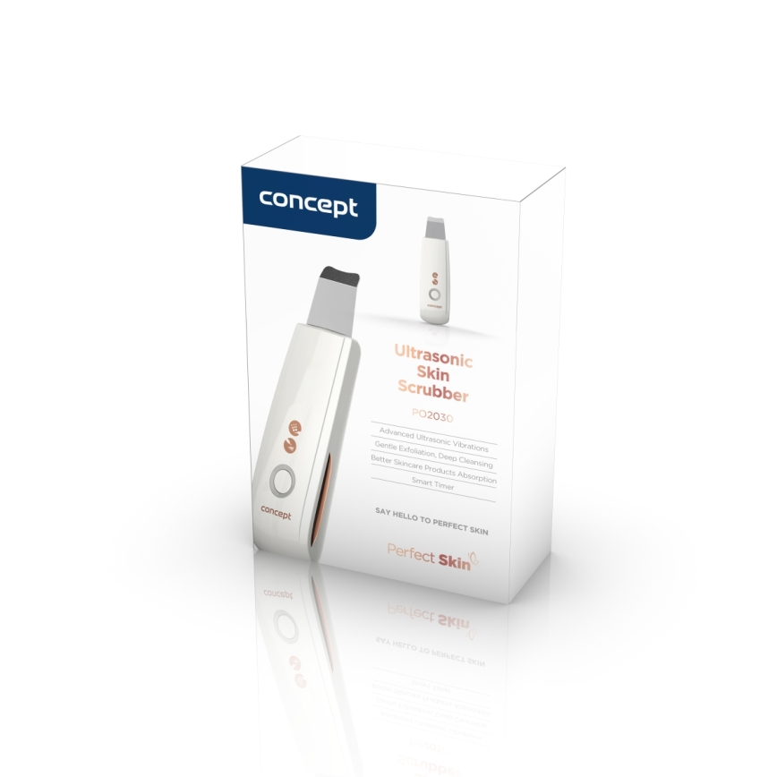 Concept PO2030 - Spatule cosmétique à ultrasons PERFECT SKIN 2,5W/5V USB 600 mAh blanc