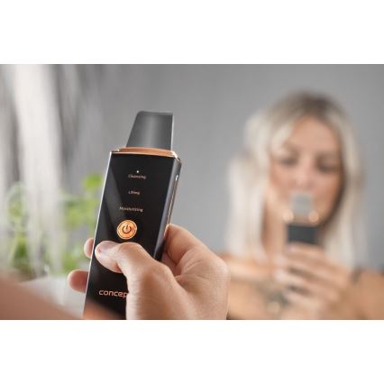 Concept PO2060 - Spatule cosmétique à ultrasons PERFECT SKIN 3,5W/5V USB 500 mAh IPX6 noir