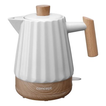 Concept RK0090 - Bollitore elettrico 1,5 l 1500 W/230 V bianco/effetto legno/ceramica