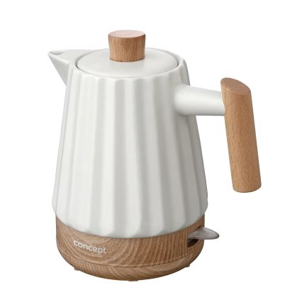 Concept RK0090 - Bollitore elettrico 1,5 l 1500 W/230 V bianco/effetto legno/ceramica