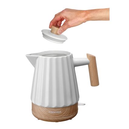 Concept RK0090 - Bollitore elettrico 1,5 l 1500 W/230 V bianco/effetto legno/ceramica