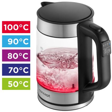 Concept RK4067 - Bollitore elettrico con regolazione della temperatura 1,7 l 2200W/230V acciaio inox