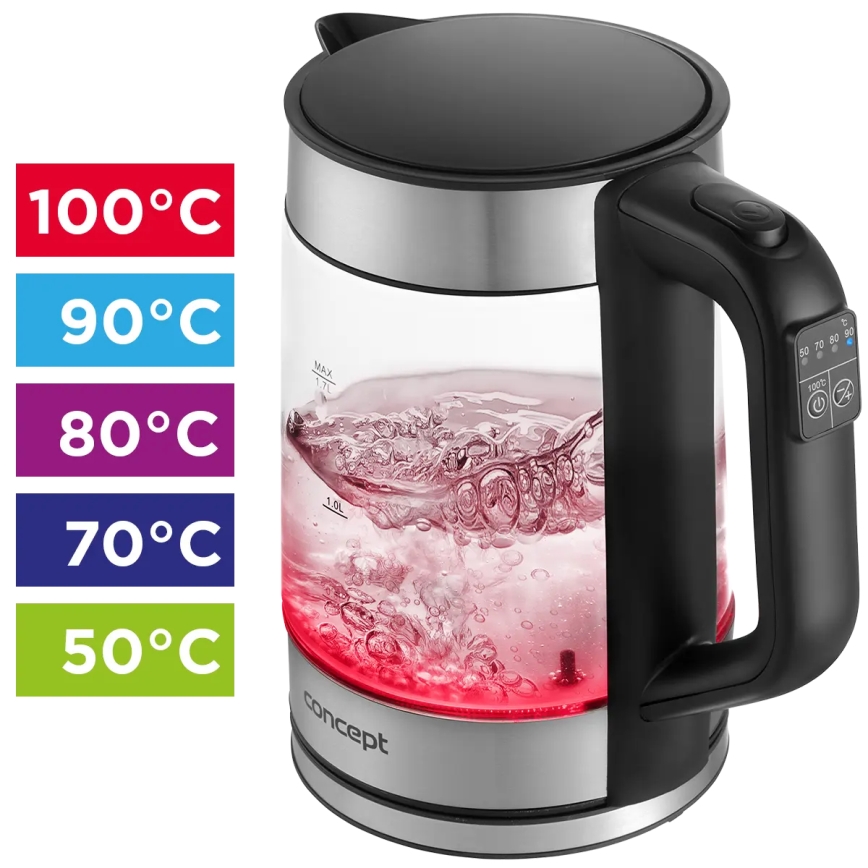 Concept RK4067 - Bollitore elettrico con regolazione della temperatura 1,7 l 2200W/230V acciaio inox