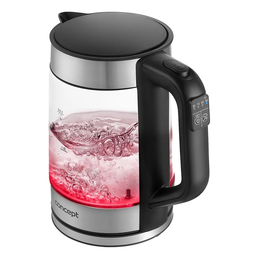 Concept RK4067 - Schnellkochender Wasserkocher mit Temperaturregelung 1,7 l 2200W/230V Edelstahl